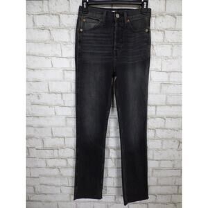 $395 Women's Levi's Re/Done 80's Slim Straight Black Raw Hem Jeans 24 NEW
